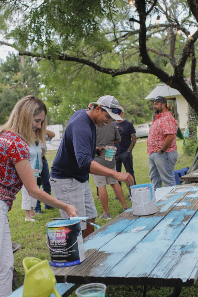 Painting the first concan turquoise table